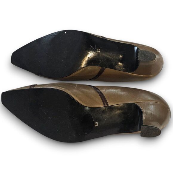 Yves Saint Laurent 1980s Vintage YSL Taupe Leather Pump Heels Size EU 36, US 5.5 - Picture 8 of 10